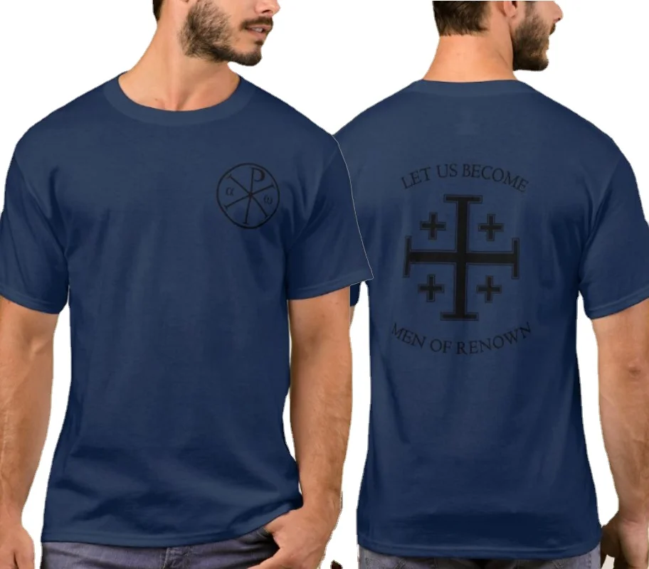 Let Us Become Men of Renown. The Scriptures and The Jerusalem Cross T-Shirt. Summer Cotton Short Sleeve O-Neck Mens T Shirt New