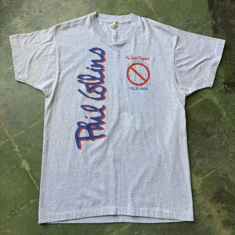 Vintage 1985 Phil Collins No Jacket Required Tour T shirt Gray XL