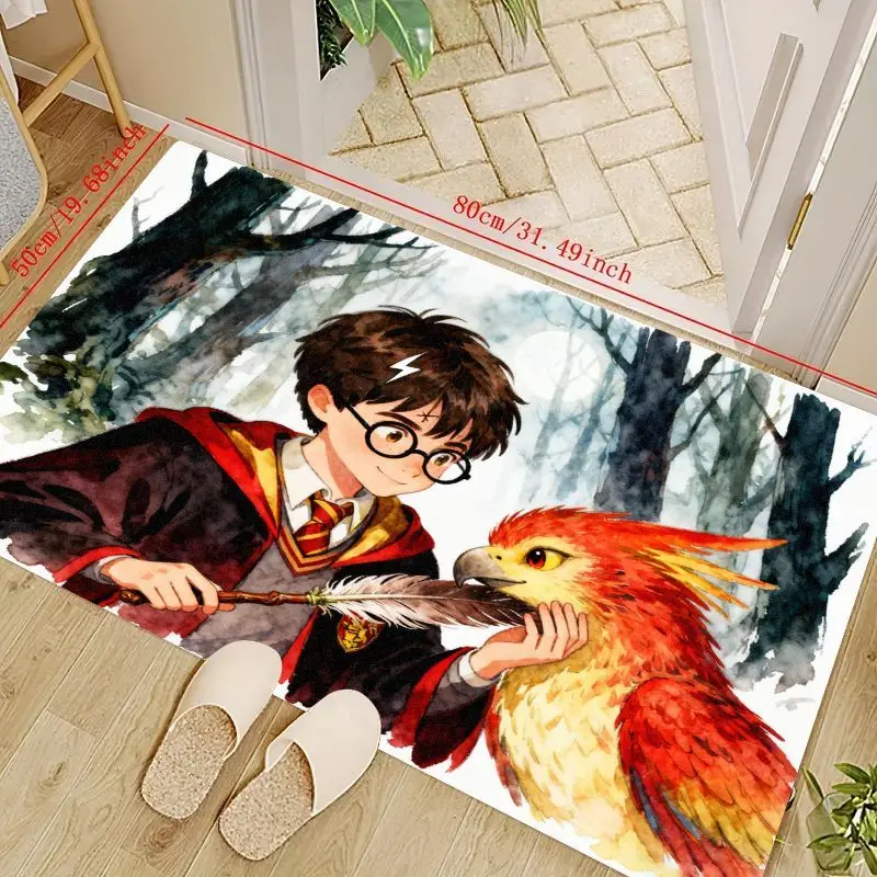 

1 шт., напольный коврик в стиле Гарри Поттера, аниме-волшебник и Феникс, мягкий нескользящий коврик с тематикой Волшебного мира для гостиной, спальни, детей Ro