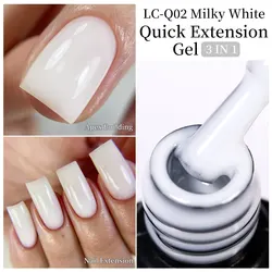 LILYCUTE Milky White Quick Extension Gel Nail Polish Camouflage Color Extend Construct Hard Rubber Base Gel Manicure Art Tools