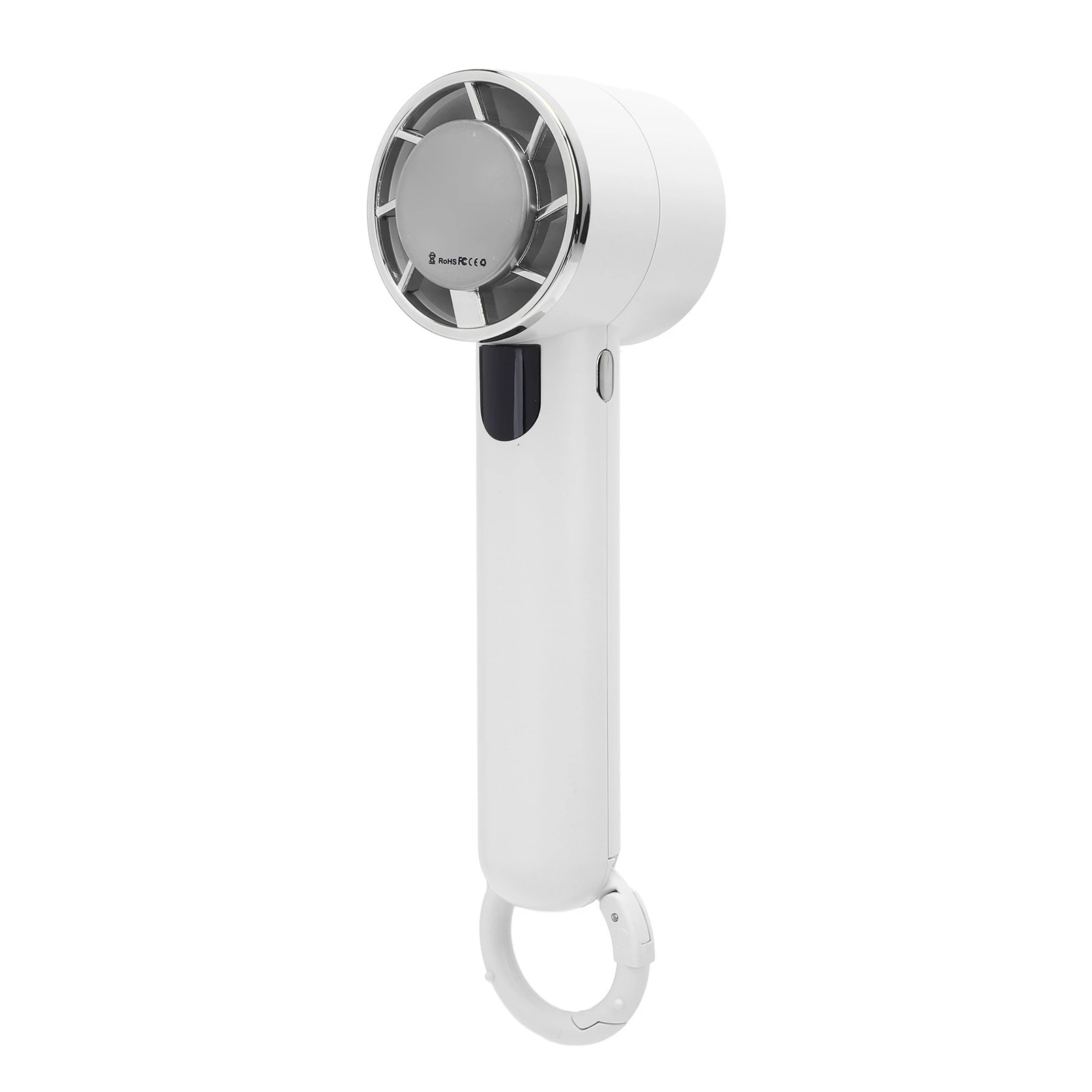 Adjustable Pocket Cooling Fan with Digital Display Low Noise 5 Gear Levels Mini Handheld Icing Fan for Travel Beach White