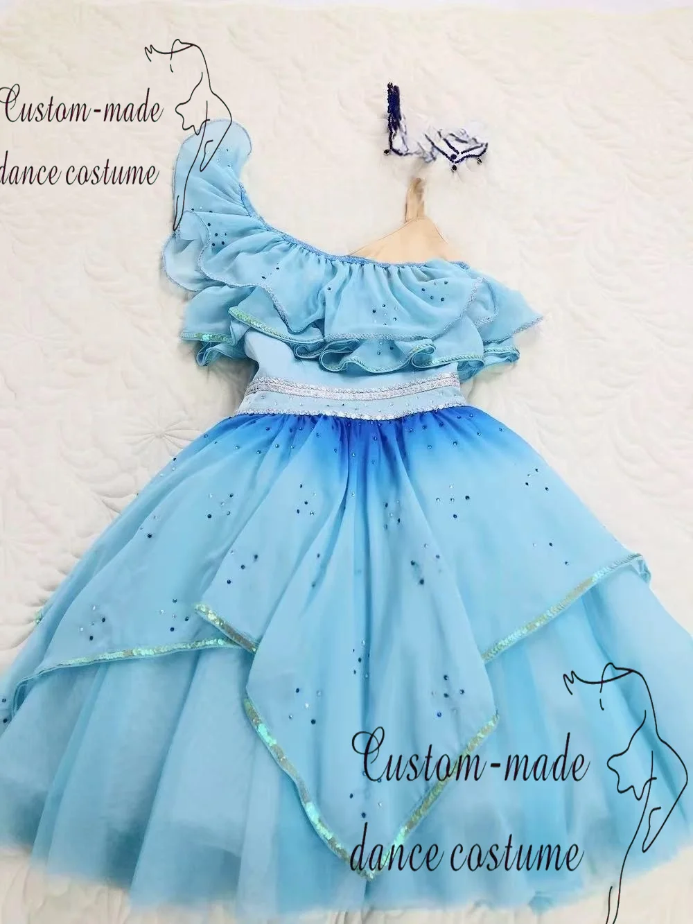 

Moon Goddess Variations Ballet Dress Private Custom Flower God's Awakening Moon Diamond Set Blue Big Swing Long Yarn Dress