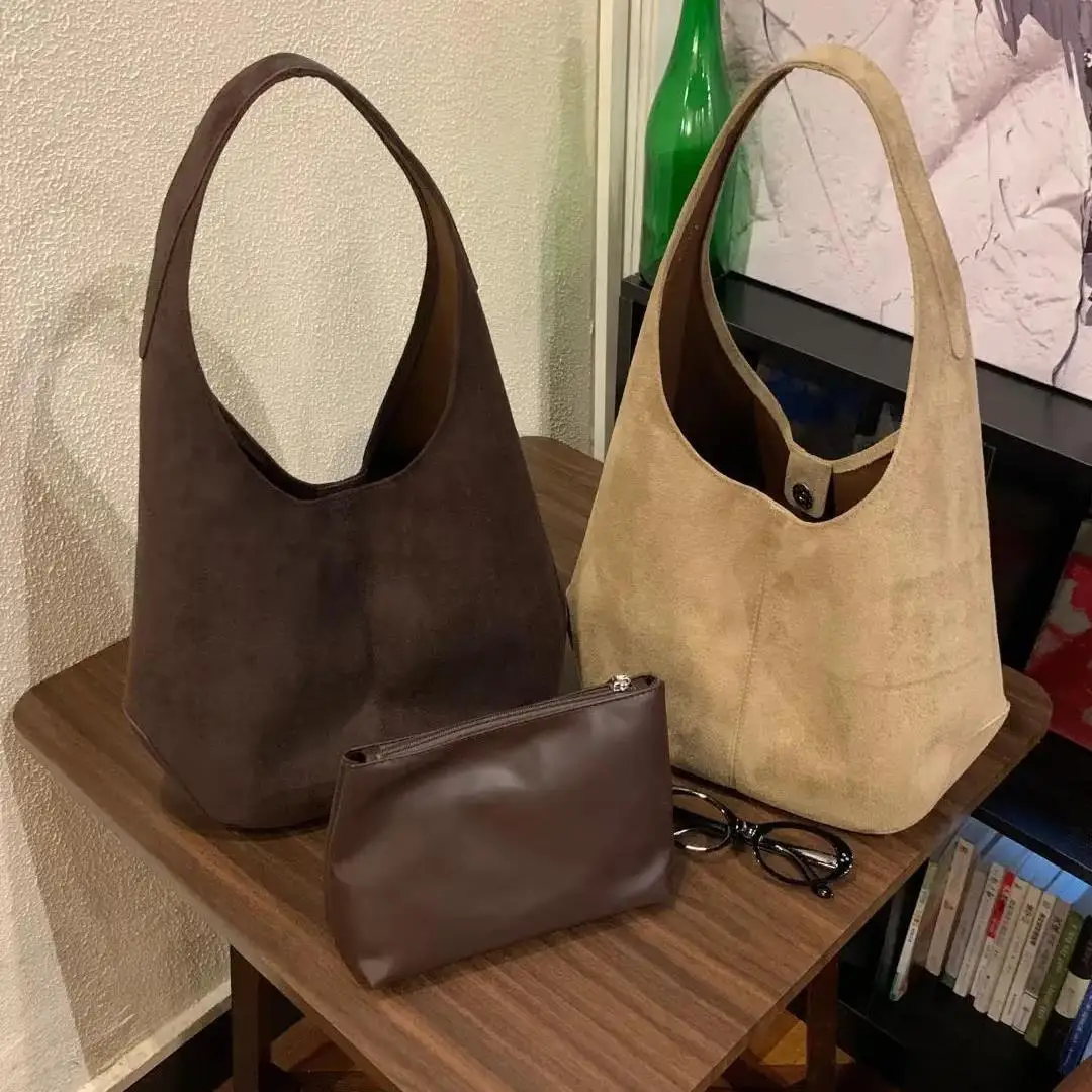Faux Suede Women Big Totes Commute Design Female Handbags and Purse Large Capacity Winter New Ladies Composite Bag Bolsas