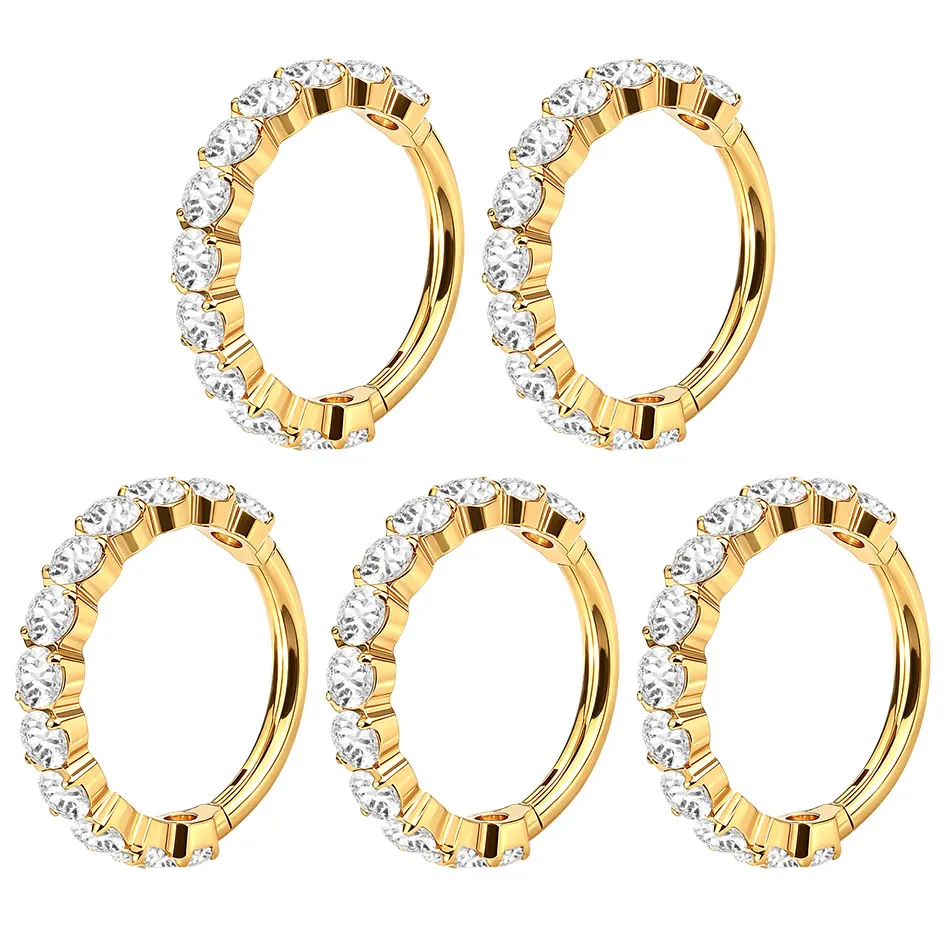 1PC Titanium Hinged Segment Nose Ring Zircon Septum Clicker Ear Cartilage Hoop Earring Rook Daith Piercing Body Jewelry