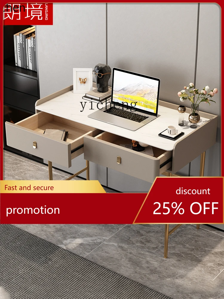 YFY Modern Light Luxury Desk Nordic Minimalism Stone Plate Computer Desk Small Apartment Desk