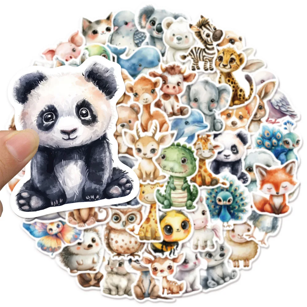 50 قطعة من ملصقات الكتابة على الجدران المتنوعة بألوان مائية لطيفة على شكل حيوانات كرتونية يمكنك صنعها بنفسك لوح التزلج المحمول والكمبيوتر المحمول لعبة ملصقات المكافآت