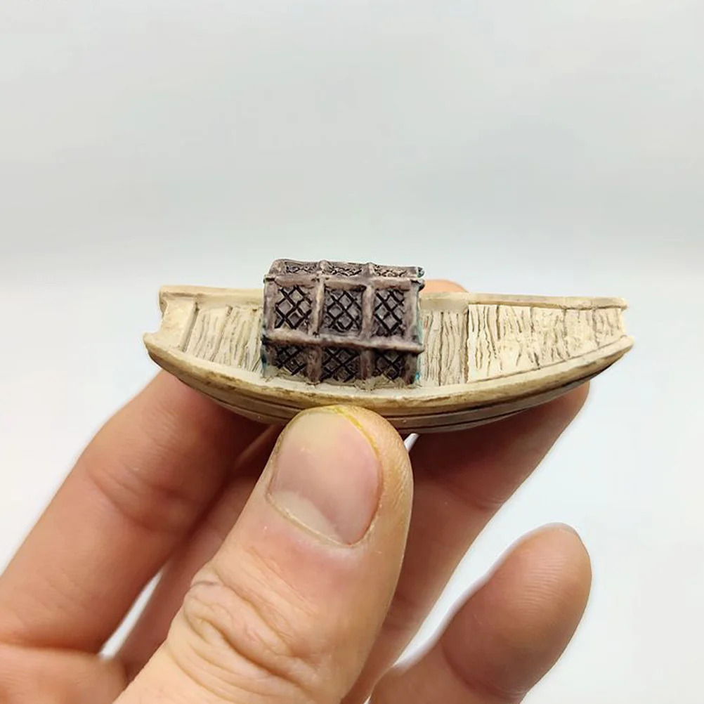 4 Pcs Fishing Boat Model Craft nament Micro Landscape Boat Miniature Sailboat Accessory Canoe Figurines Home Decor