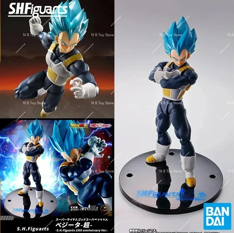 الشكل الأصلي بانداي دراغون بول زد S.H.Figuarts سوبر سايان الله فيغيتا شعر أحمر أزرق SHF فيغيتا إصدار الذكرى الخامسة عشرة #4