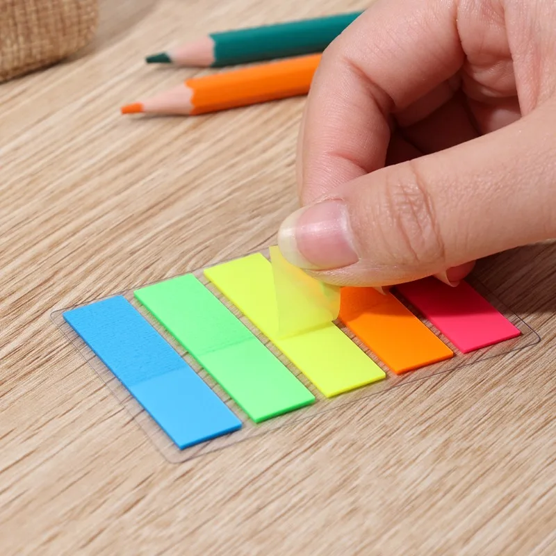 2-1Sets Candy Color Transparent Sticky Notes Memo Pad Notes Index Self -Adhesive Tabs Sticker Stationery School Office Supplies