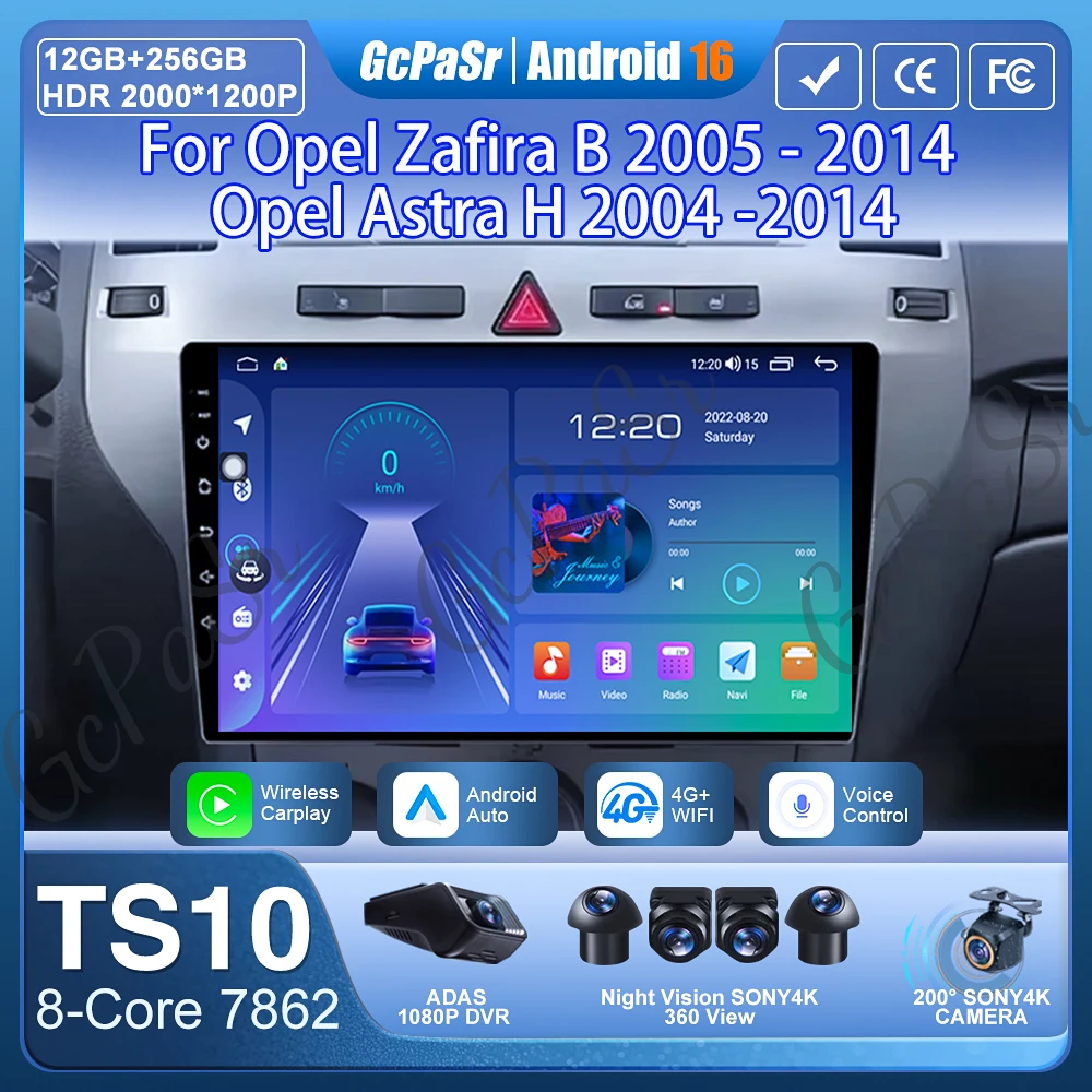 Android 15 Car Radio For Opel Zafira B 2005-2014 Opel Astra H 2004-2014 GPS Navigation Android Auto Carplay Display Wifi No 2din