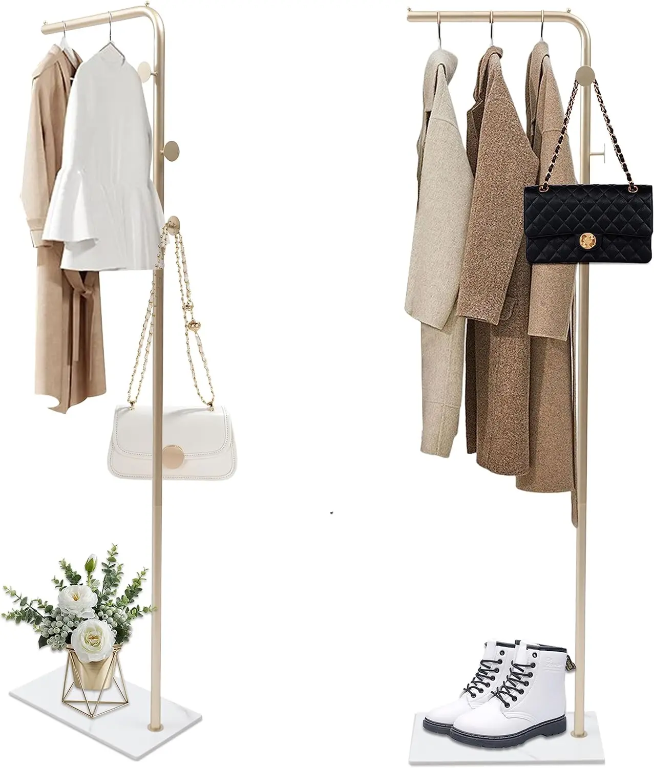 

67in-Boutique Retail Display Clothing Garment Rack with Storage Base and Hooks Heavy Duty Freestanding Coat Rack