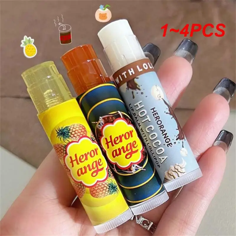 1~4PCS Cosmetics Smoothness Pineapple Flavor Smooth Application Colorless Lip Film Colored Lip Gloss Radiant Lips Lip Backing