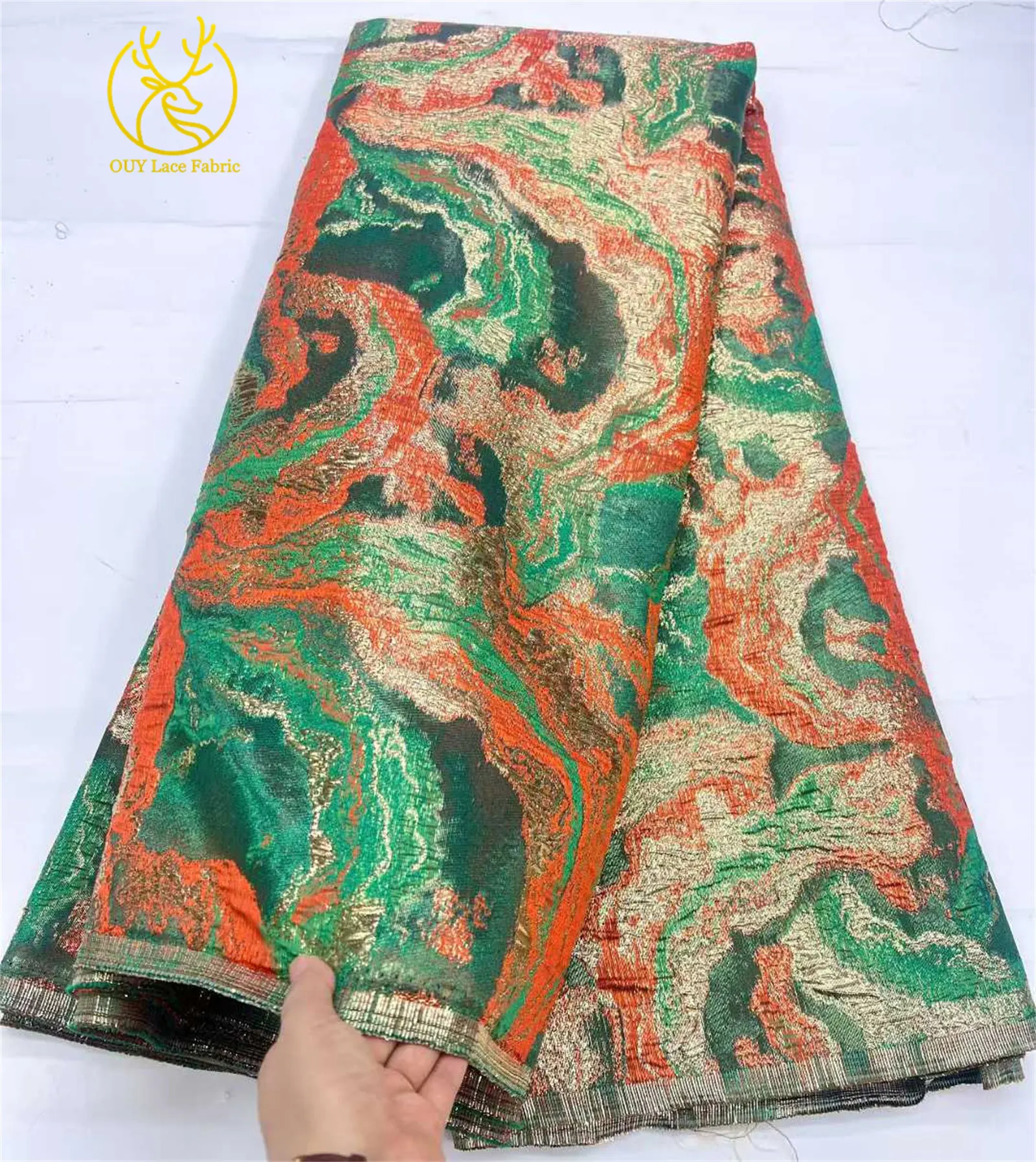 Brokat-Spitzenstoff 2026, luxuriöser afrikanischer französischer Tüll-Brokat-Jacquard-Stoff für Damen, Party, Abendkleid, Nähen, 5 Yards – Detail 9