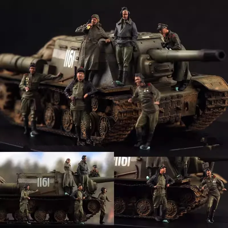 1:72 Scale Model 6 Pcs Soviet Tank Crew Members 6 Soldiers Action Figure Toys Scene Accessory Dolls Display Collection Fans Joy