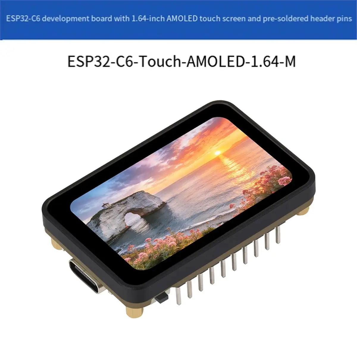 A72U - 1.64 Inch AMOLED Touch Display Development Board 280x456 QSPI Interface with Onboard Accelerometer B