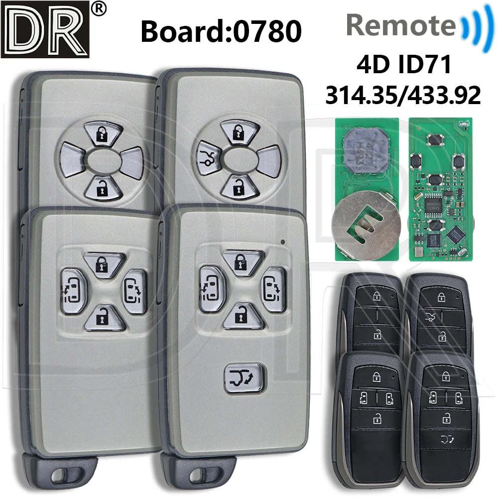 Great Board:0780 314.35ASK/433.92ASK 4D ID71 Car Remote Key For Toyota Corolla Camry Previa Auris Rav4 Yaris Alphard Vellfire