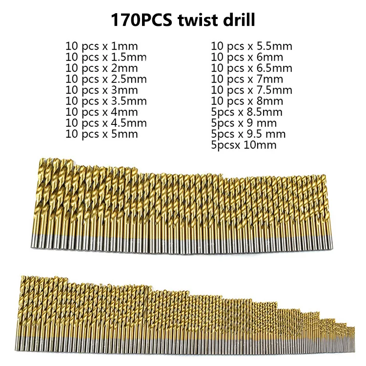 170pcs High Speed Steel Combi Drill Electric Drill Power Toolkit For Woodworking