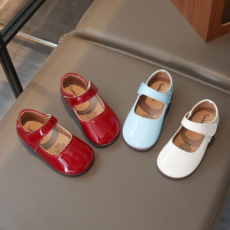 Girls Soft Bottom Multi-color Leather Spring Autumn New Baby Girl Bright Color Leather England Style Breathable Princess Shoes