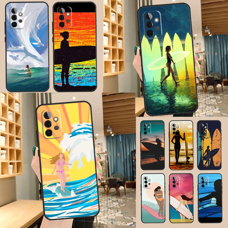 Surf Art Surf Girl Fall für Samsung Galaxy A14 A34 A54 A31 A41 A51 A71 A13 A33 A53 A12 A22 A32 A52 s Abdeckung