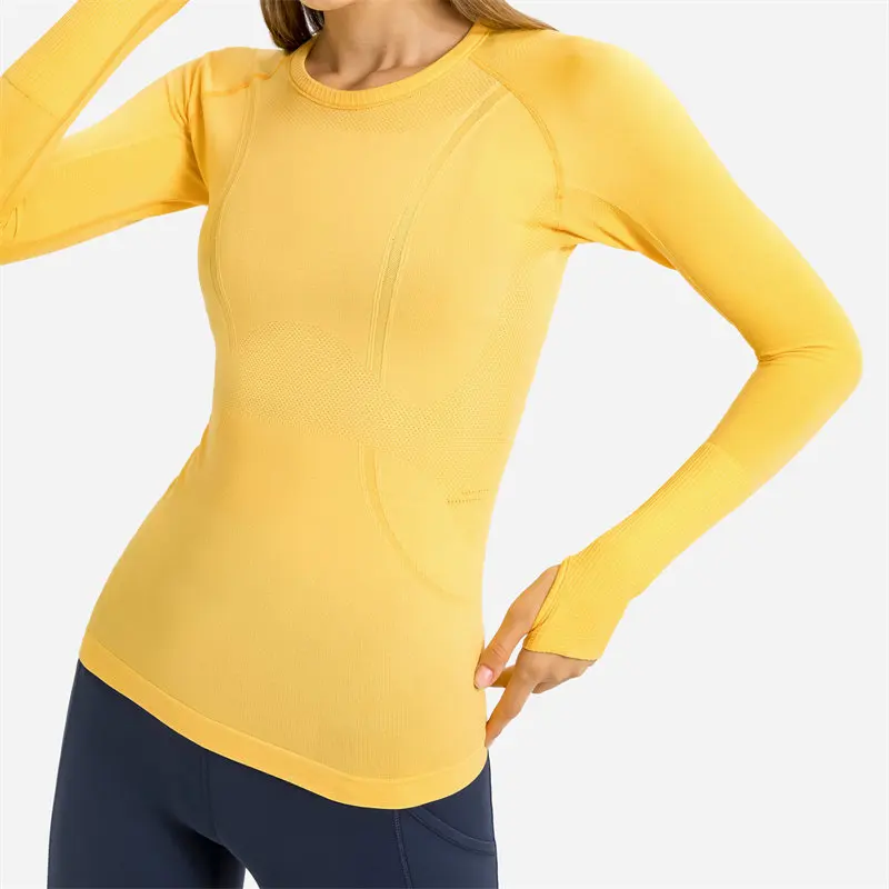 Nepoagym New Color OCEAN Tight Fit Women Seamless Top Soft Long Sleeve Yoga Shirt Stretchy Lightweight Workout Tops for Gym