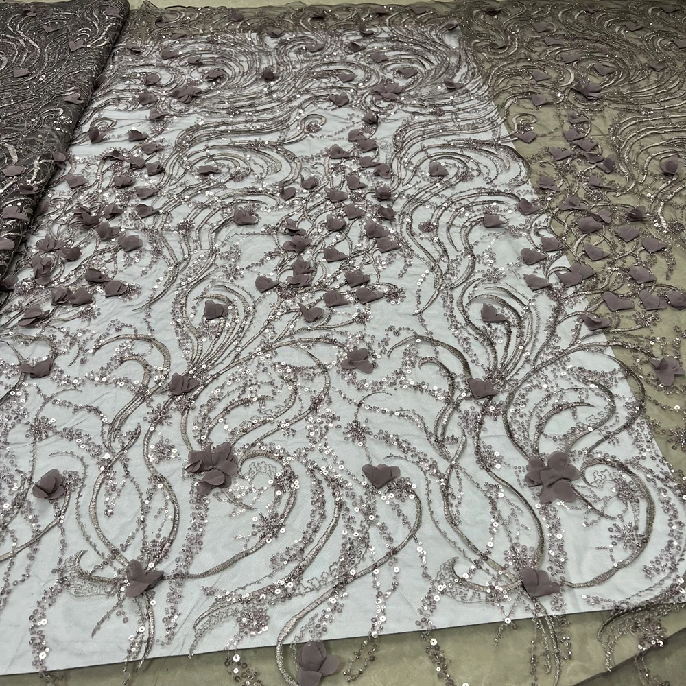 

Высококачественная нигерийская тюлевая кружевная ткань с пайетками для свадебных платьев, шифон, гипюр, хлопок для шитья, 5 ярдов, XL177 (2026)