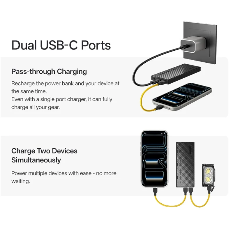 NITECORE NB10000 Gen4 10000mAh Power Bank Ultra Leve em Fibra de