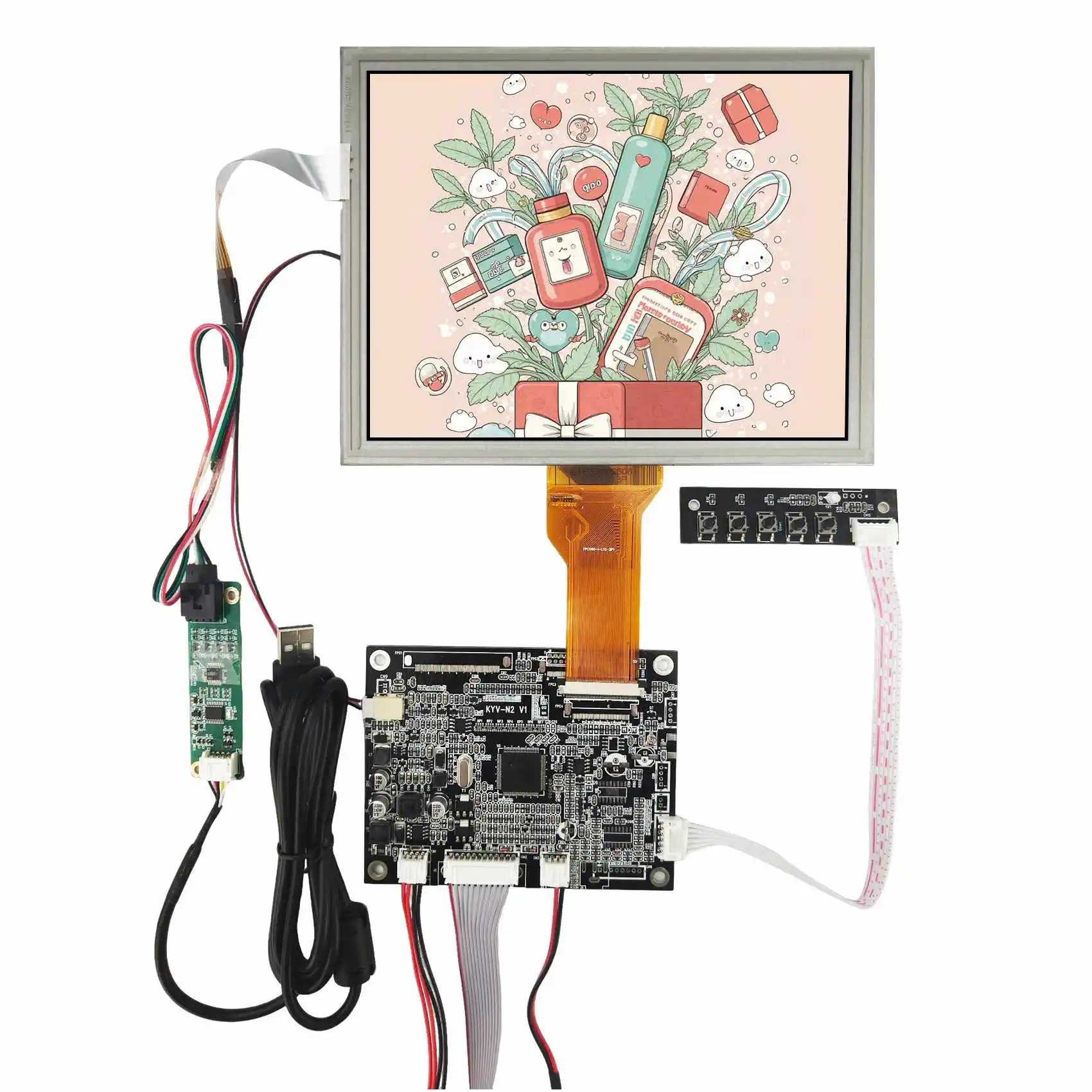 

8" EJ080NA-05A 800X600 Resistive Touch LCD Screen with VGA AV LCD Controller Board KYV N2 V1