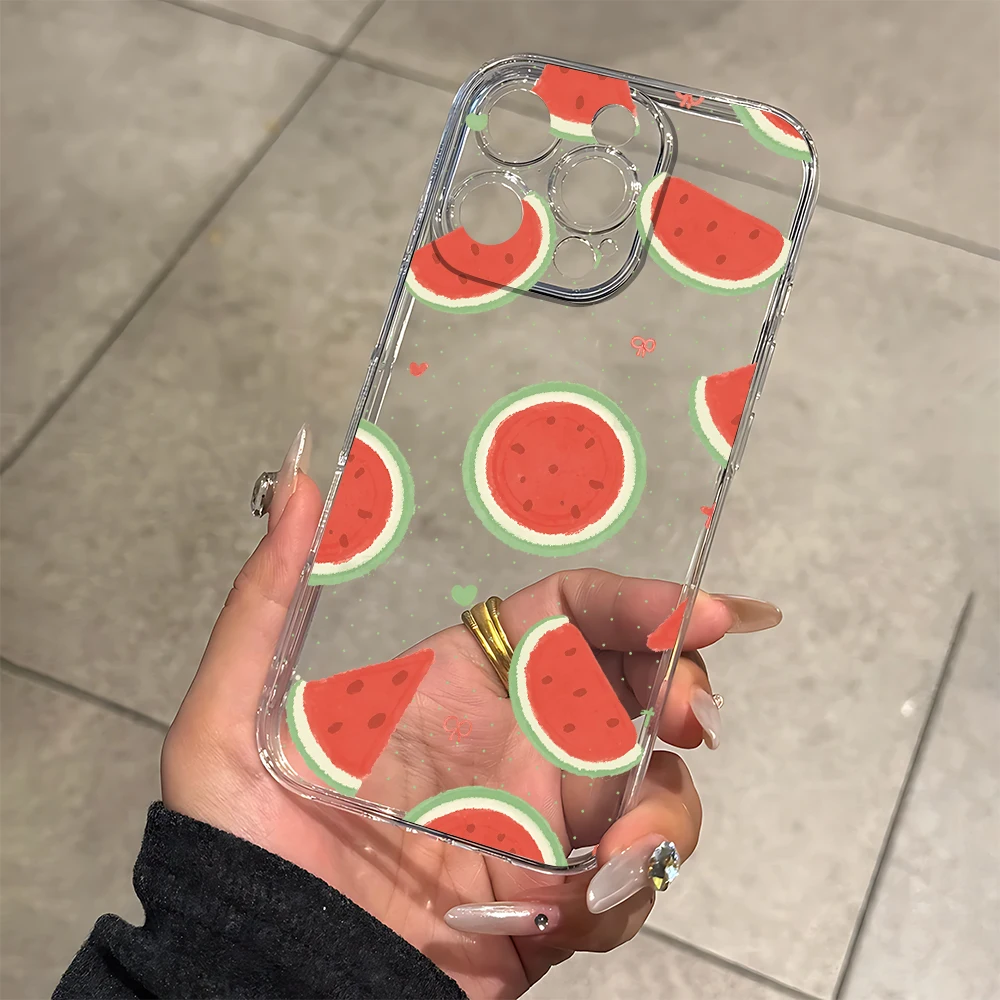 Funda de teléfono de silicona con sandía fresca para iPhone 17 16 15 14 13 12 11 Pro Xs Max Air Mini 7 8 6 6s Plus SE 2020 2022