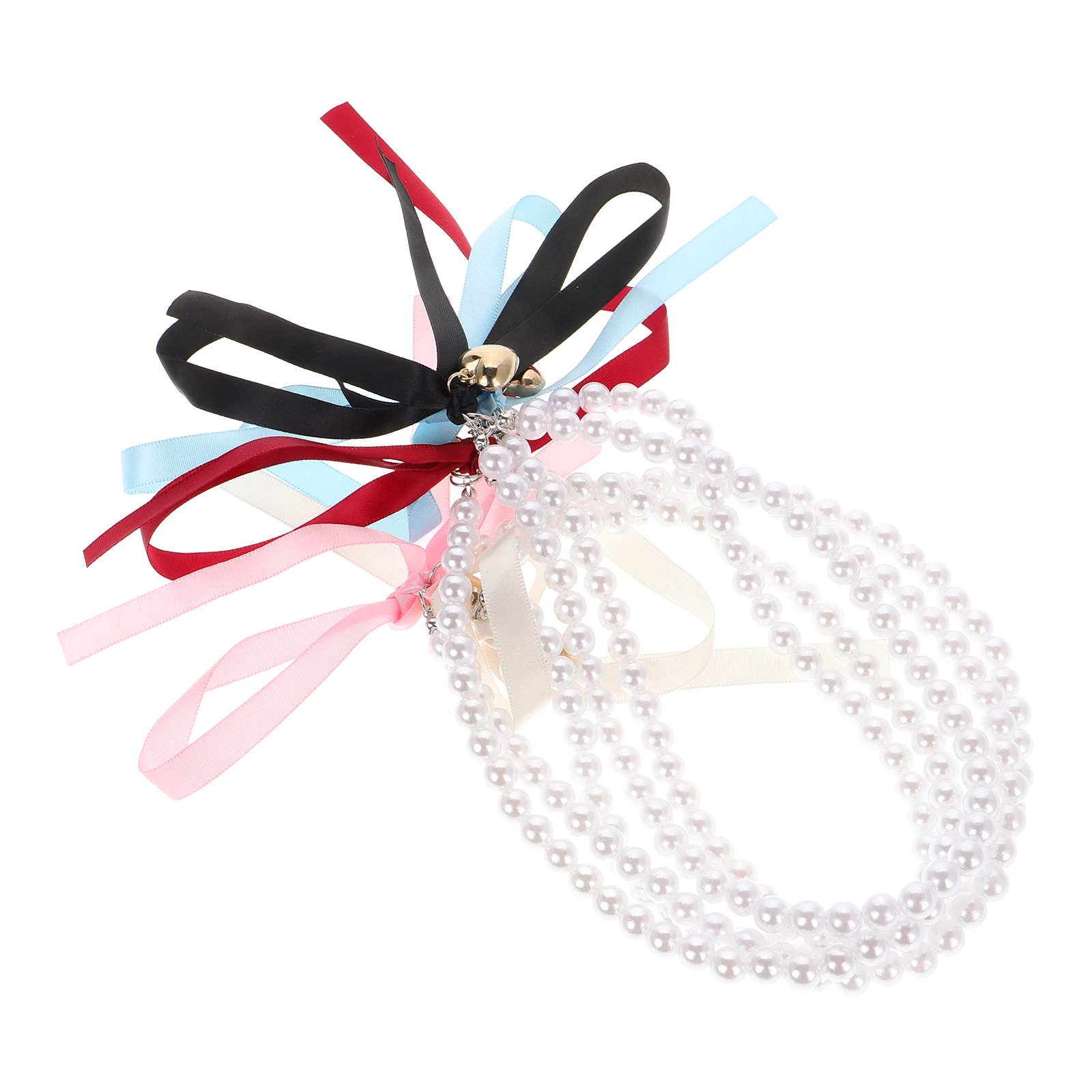 

5 Pcs Pearl Necklace Mini for Women Bead Bow Choker Fake Beads Jewelry Ladies Dainty Girls Stylish Vintage