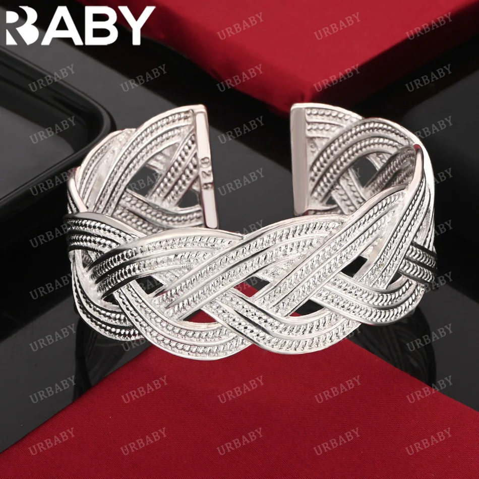 

URBABY браслет из стерлингового серебра 925 пробы, роскошный четырехпрядочный браслет с оплеткой для женщин, ювелирные изделия, модная вечеринка и повседневная одежда