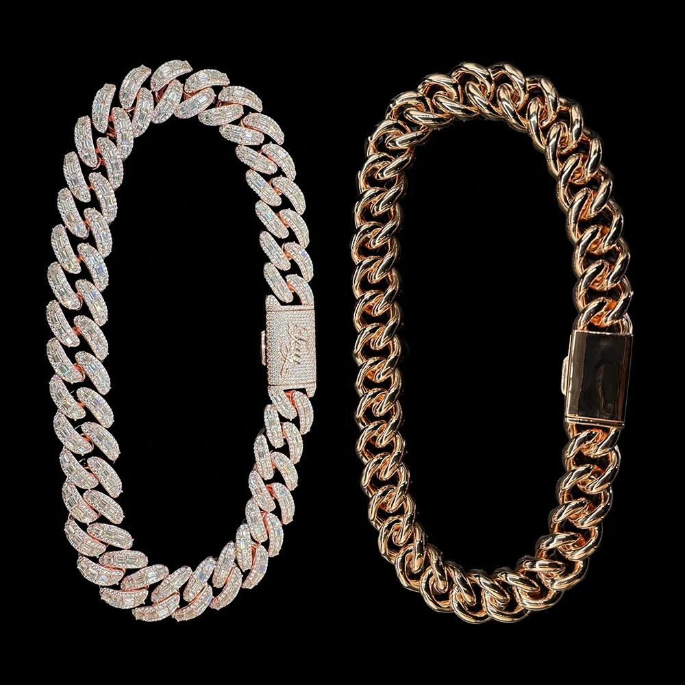 Miami Hiphop Cuban Link Chain 925 Sterling SIlver 20mm 25mm Iced Out Hiphop Moissanite Cuban Chain.