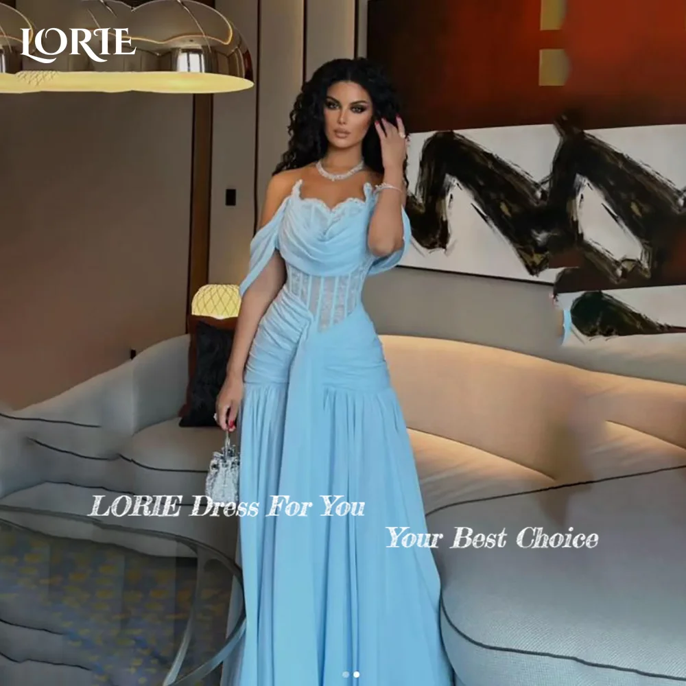

LORIE Lace Strapless Memraid Evening Dress 3D Flowers Pleats A-Line Bobycon Saudi Party Prom Dresses 2025 Club Dress Customized