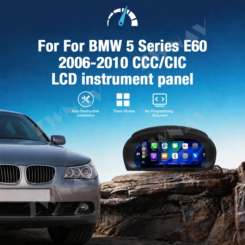 For BMW E60 2006-2010 5 Series Car Digital Cluster Carplay Android Auto Navi Dashboard Cockpit LCD Instrument Panel Speedometer