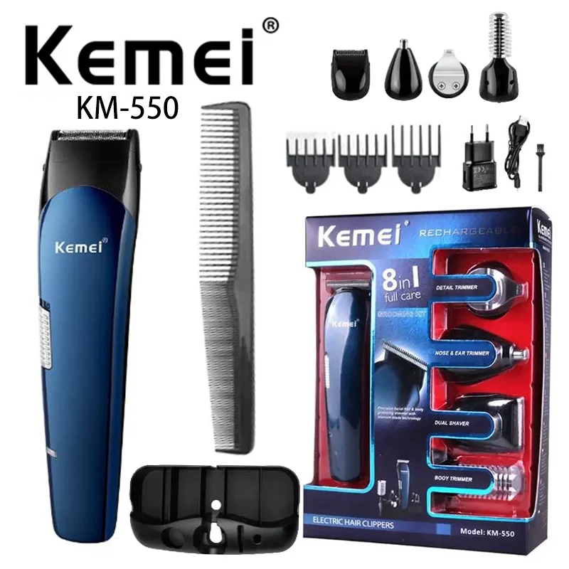 

Kemei Rechargeable Electric KM-550 Hair Trimmer Shaver Nose Trimmer Body Hair Trimmer 5 In 1