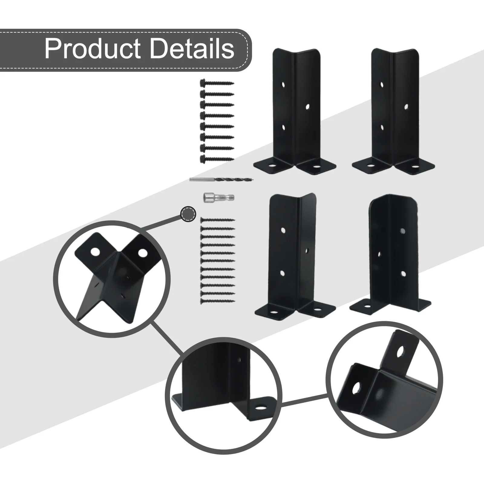 Adjustable Deck Post Anchor Base Brackets Fence Support for Pergola Railing Iron Material Resistance Adjustable