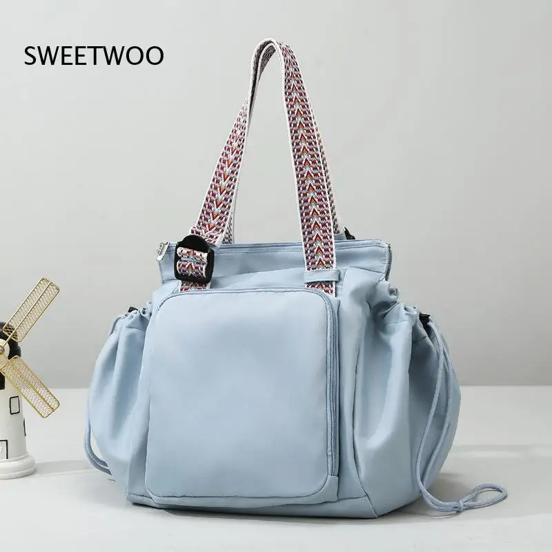 Tote Backpack Dual Use Design Drawstring Side Details Woven Shoulder Strap Multi Pockets Large Capacity Casual Daypack