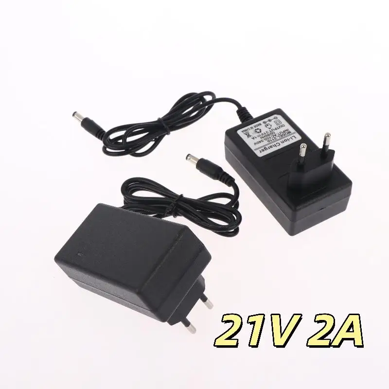 (BF06)1Pc EU Plug 21V Lithium Battery Charger 1A 2A For 18V Electric Drill Polishing Machine Lawn Mower Power Adapter
