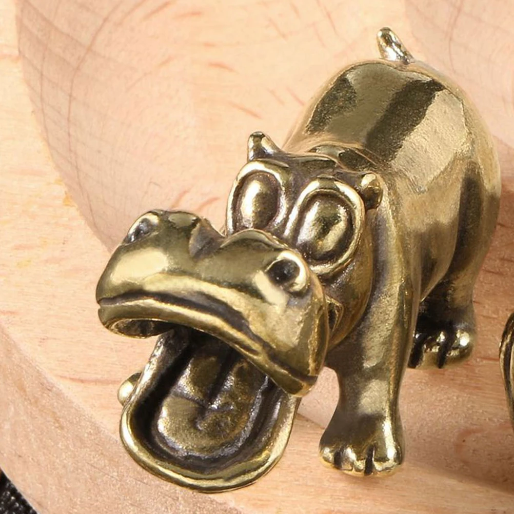 

2 Pcs Brass Hippo Ornaments Realistic Model Decor Statue Desktop Garden Supplies Stylish Appearance Long Term Durability
