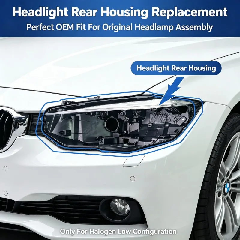 Moggic Fit For Headlight Housing Rear Case 2013 Through 2017 4 Series F32 F33 F36 Left Right Black Plastic Base Cover