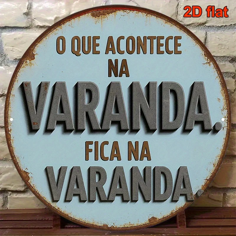 1pc, Round Portuguese Style Wooden Sign, Vintage Decorative Plaque, Reads 