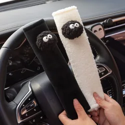2pcs Black Spirit Pad Car Seat Belt Small Interior Decoration Protection Cartoon Creative Insurance Cover Car Accessories