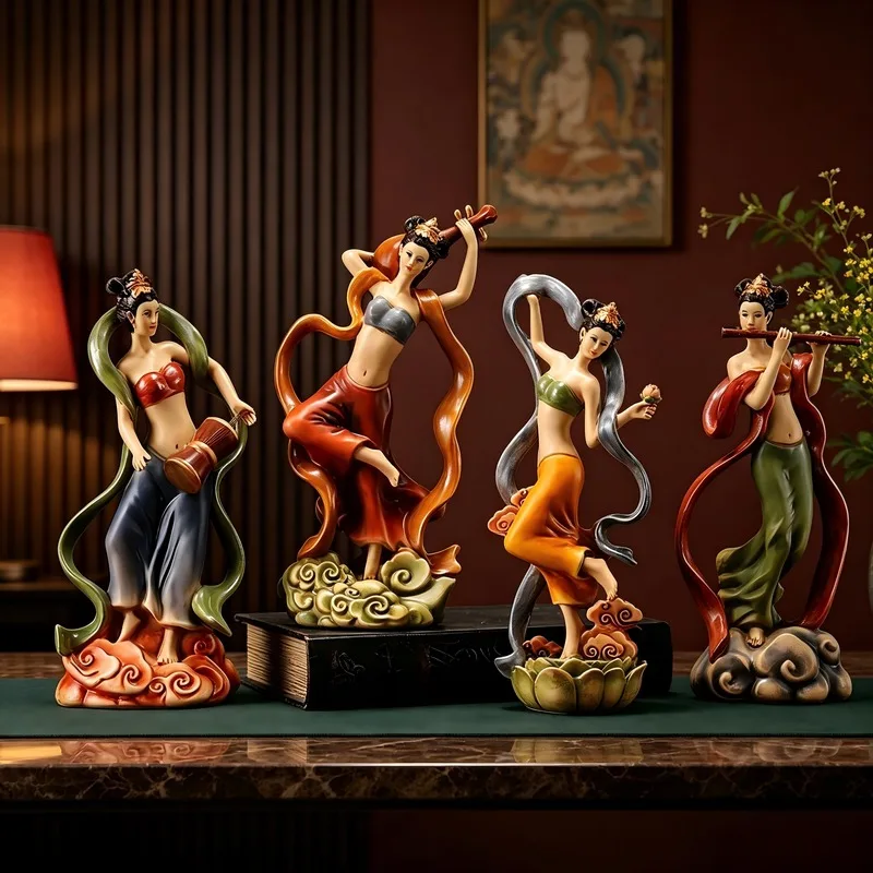 Vintage Flying Apsaras Classical Figure Ornament High End Decor For Wine Cabinet Entryway Bookshelf Craft Display Piece