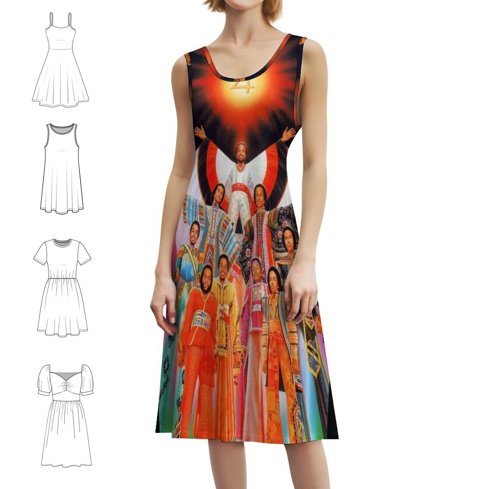 

Художественный постер Ew&F. Платье в корейском стиле для женщин. Элегантное повседневное платье для вечеринки или повседневной носки и рулонная классическая пикона с блюзной гитарой.