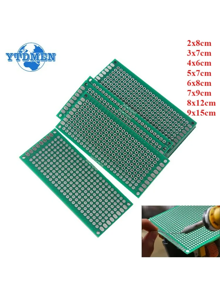 5 pièces 8 tailles Double face Prototype PCB étamé panneau universel plaque expérimentale trou de circuit panneau 2.54mm Fiber de verre