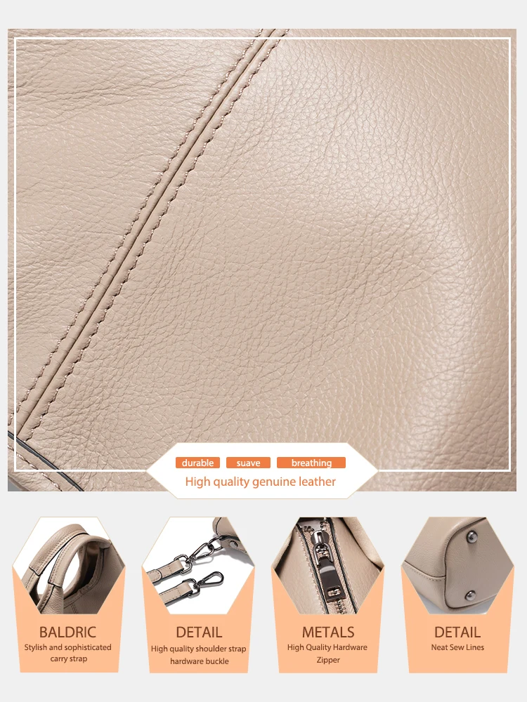 Zency Leather Shoulder Bag Woman Genuine Vintage Small Designer Tote Bag Cross over Bag New Women Hobo Green Khaki Large Bolsa