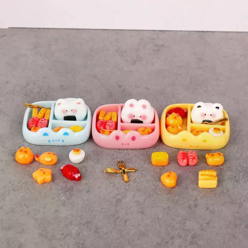 ชุดของเล่นจำลองอาหารข้าวปั้นสำหรับเด็ก ชุดเล่นทำอาหารจำลอง ของตกแต่ง DIY แบบพกพา รูปแบบเหมือนจริง