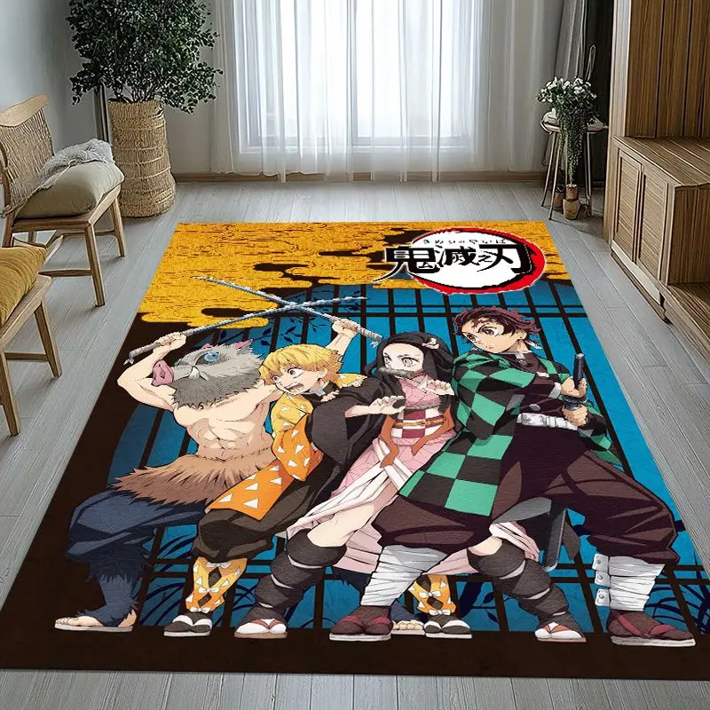 3D Demon Slayer Kimetsu no Yaiba Tanjiro Nezuko Anime Non-Slip Area Rug for Living Room,Bedroom Carpet Mat for Sofa,Home Decor