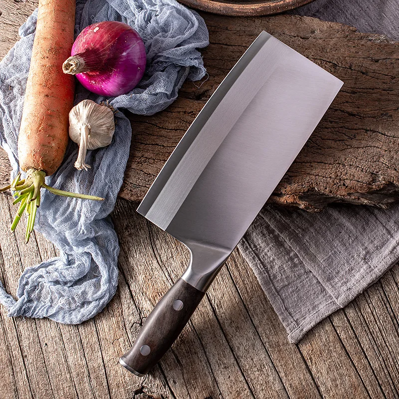 

Chinese Kitchen Cleaver Knife Traditional Handmade Forged Knife High Carbon Steel Slicing Knife Rose Wood Handle Cleaver Knife