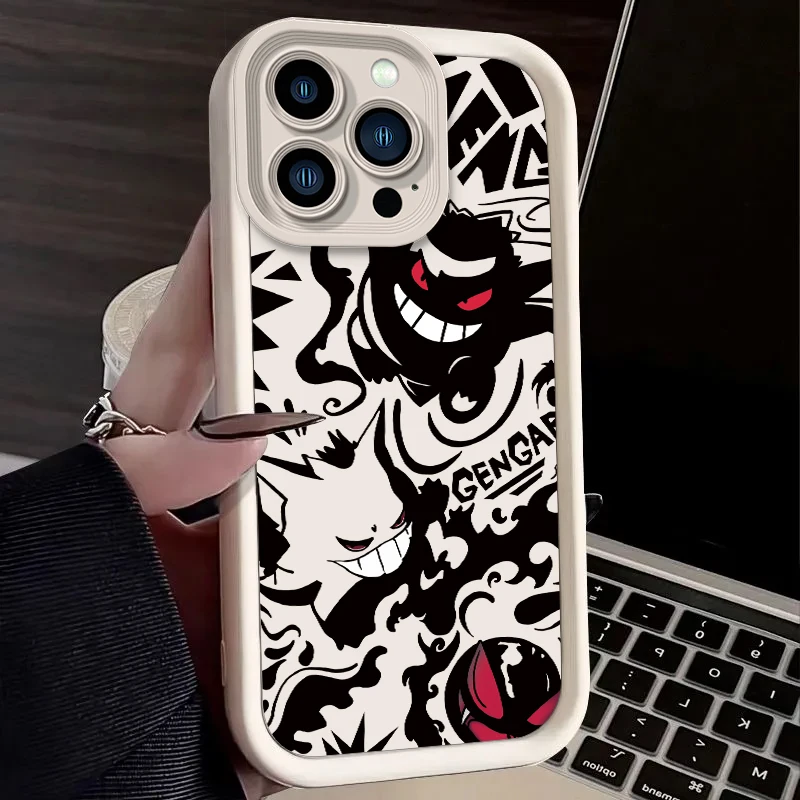 Pokemon Gengar Liquid Silicone Case for iPhone 15 14 13 12 11 Pro Max XS X XR 8 7 6S 6 Plus SE 2020 Shockproof Back Cover Funda image 6