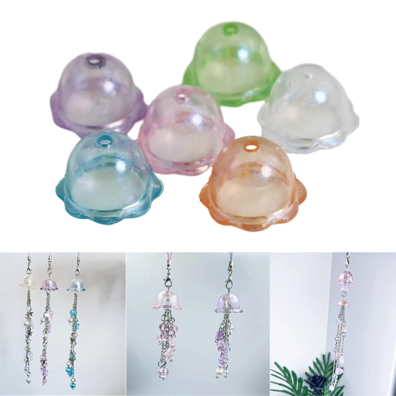 

380Pcs Multicolor Jellyfish Shape Pendants Tags for DIY Jewelry Making Earring Clip Keychain Crafts Wind Chime Accessories
